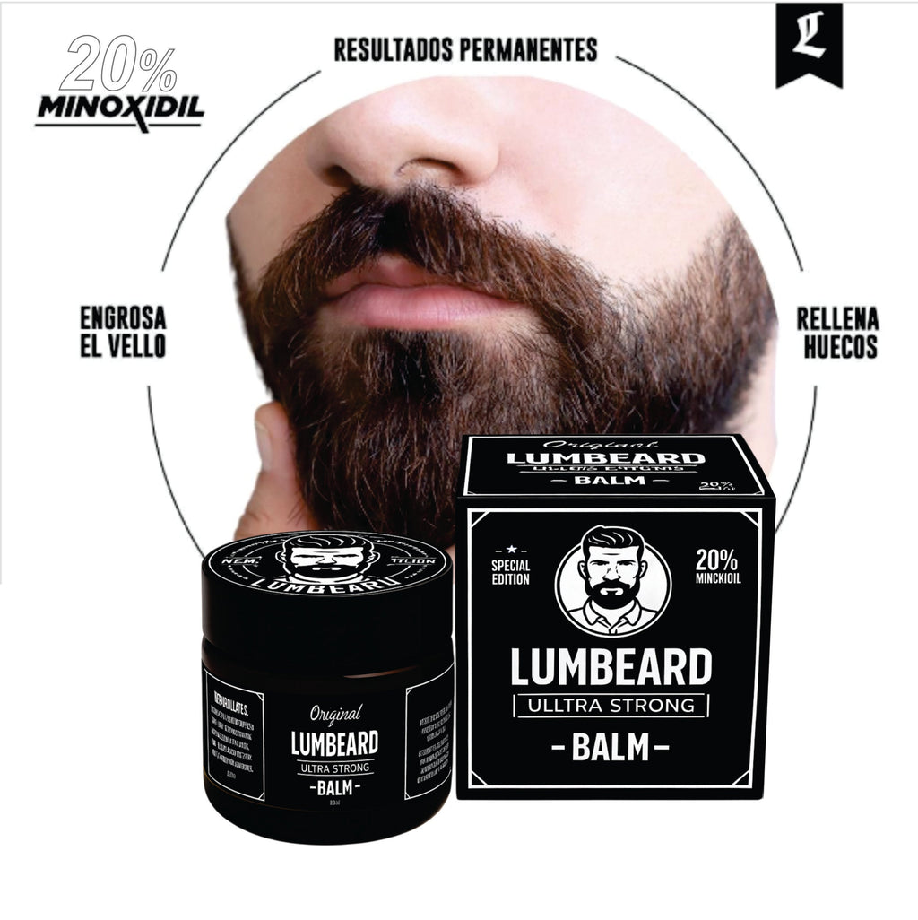 ULTRA FUERTE | LUMBEARD | Bálsamo para Crecimiento de Barba y Bigote Intensivo Minoxidil 20% | 60ml