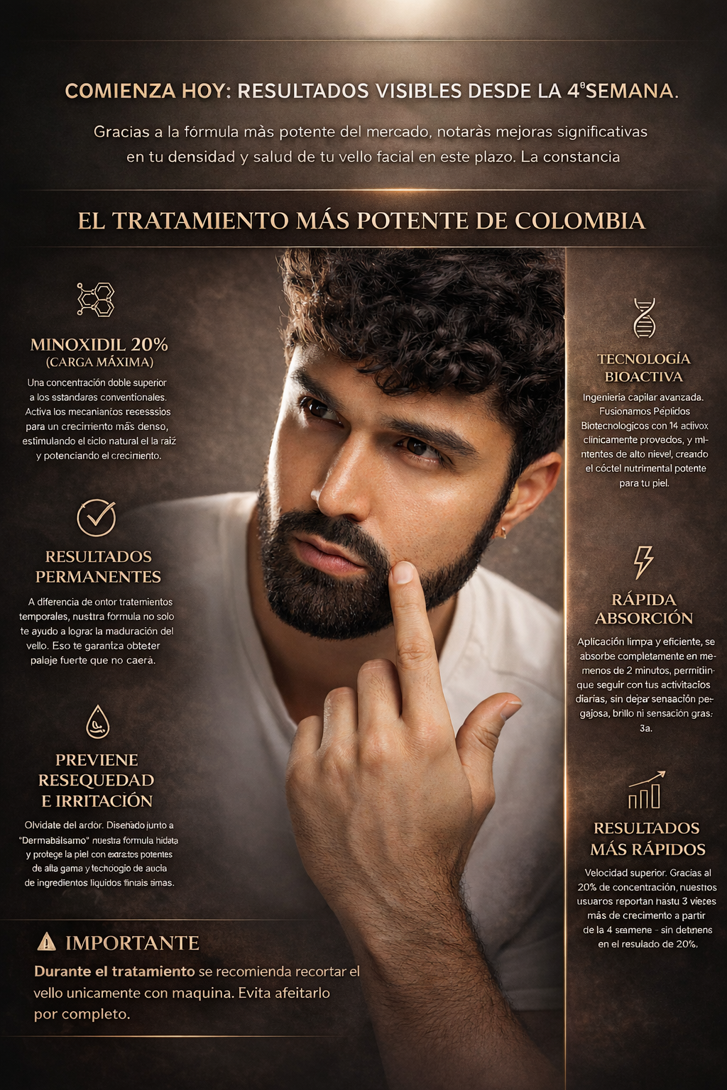 ULTRA FUERTE | LUMBEARD | Bálsamo para Crecimiento de Barba y Bigote Intensivo Minoxidil 20% | 60ml