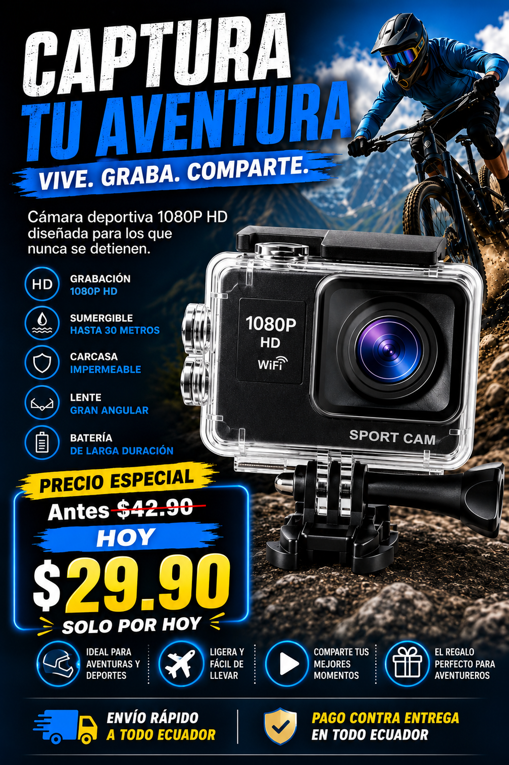 🔥 LIQUIDACIÓN DE STOCK: - CÁMARA GOPRO + FUNDA ULTRARRESISTENTE DE REGALO - [PROMOCIÓN DE CUMPLEAÑOS]