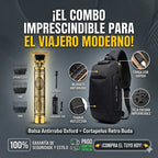Combo Hombre Moderno: Bandolera Antirrobo + Barbeador Retro Buda