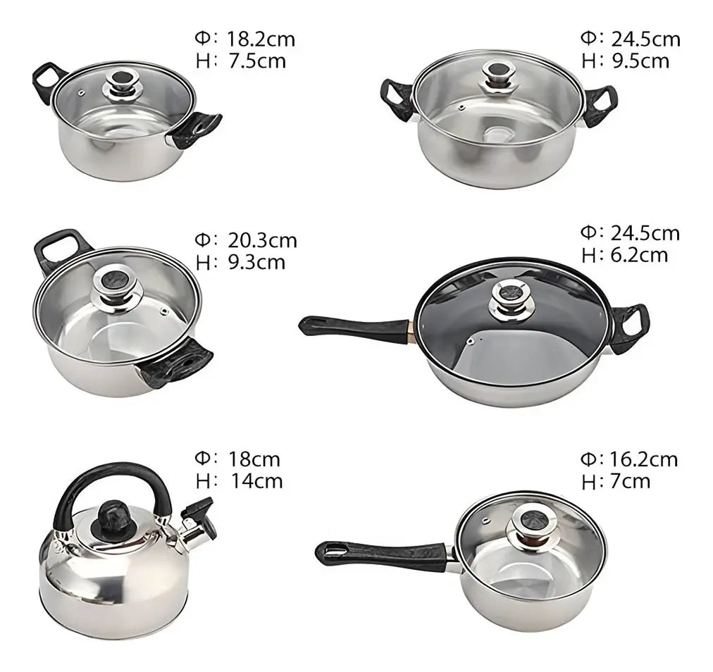 SET DE OLLAS ACERO INOXIDABLE - 12 PIEZAS