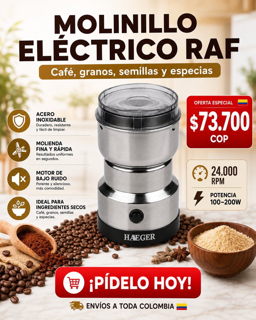 Molinillo De Café Y Especias Eléctrico
