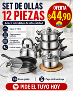 SET DE OLLAS ACERO INOXIDABLE - 12 PIEZAS